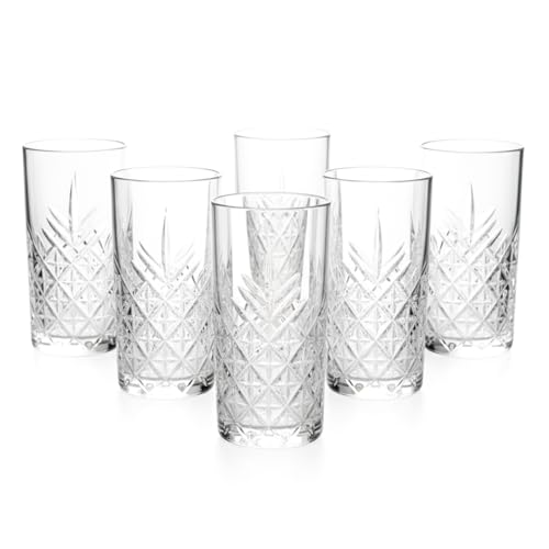 Opiniones de Vaso de vidrio para comprar online. 43 VITTORI, Juego de 6 Vasos Jaiboleros Infinity Diseño Timeless High Ball Grande de Vidrio Cristal 450 ml 15 1/4 oz