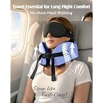 YFONG Travel Pillow with 3D Sleep Mask for Long Flights Airplane, Blue - Image 2