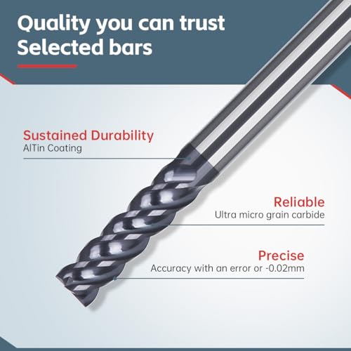 Image of HUHAO Square End Mill,4 Flute Variable Straight Milling Cutter 3 /16 inch Shank End Mill for Carbon Steel,Prehardened Steel,Stainless Steels,Carbide End Mills Sets for DIYers & Professionals