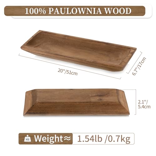 image for Hanobe Decorative Wood Dough Bowl: Large Long Wooden Centerpiece Table