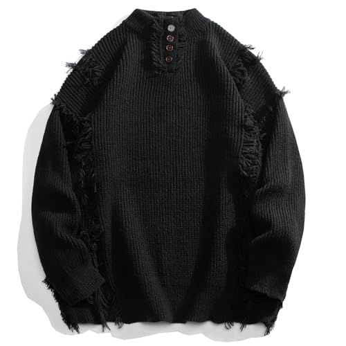 Seidarise Men's Aesthetic Sweater Long Sleeve Knit Sweaters Casual Oversized Sweater Pullover