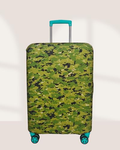 Image of Printed Polyester Suitcase Cover Stretchable Luggage Protector Trolley Bag Cover Travel Accessory (Army Mehndi-M)