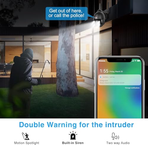 Image of ENSTER 5G Security Camera Outdoor, 5MP PTZ WiFi Camera for Home Security Full Metal, Human Detection, Onvif RTSP Camera Auto Tracking, Color Night Vision, 2-Way Audio, IP66 Waterproof