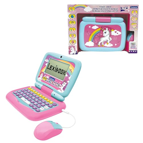 Lexibook, Licorne, Ordinateur Portable éducatif bilingue FRANÇAIS/Anglais avec 40 activités Dont Une Nouvelle façon d'apprendre à Lire et à Compter, JC398UNIi1