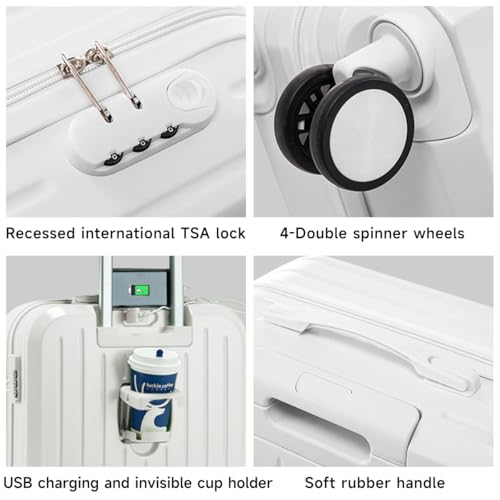 18x14x8 Carry On Suitcase Hardside Built In TSA Lock & USB Port Lightweight Luggage Silent Double Spinner Wheels Maximum Underseat Carry-On Bag For American & United Approved Airlines2