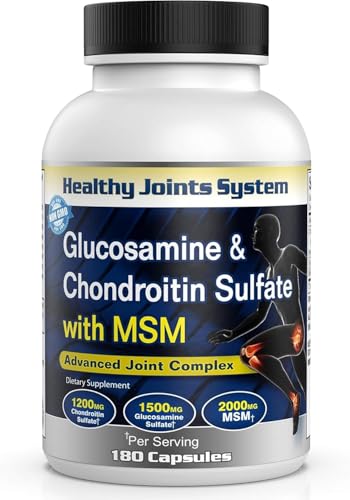 Healthy Joints System Glucosamine Chondroitin MSM Supplement for Joint & Bone Health -180 Capsules | Joint Support & Discomfort Relief for Back, Knees, Hands Healthy Joints System Glucosamine Chondroitin MSM Supplement for Joint & Bone Health -180 Capsules | Joint Support & Discomfort Relief for Back, Knees, Hands