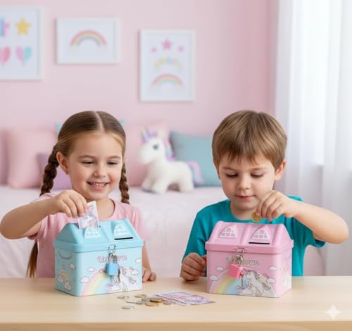 Image of Sajani Cute Cartoon Creative Portable Piggy Bank, Money Saving Box with Combination Lock, Mini Coin Bank Gifts for Boys and Girls, Best Return Gifts for Kids (Pack of 1) (Little House)