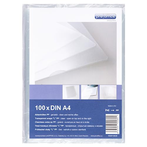 bene Aktenordner Sichthülle/Aktenhülle A4 PVC/Hartfolie gelb 150my, 100