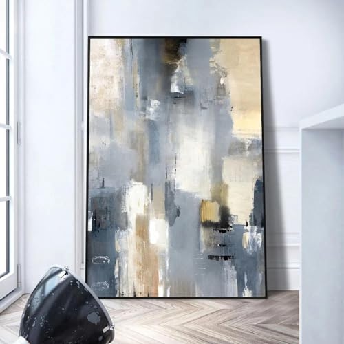 Peinture sur toile moderne abstraite LSYALUCK avec cadre intérieur bois 90x140