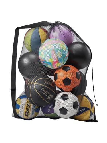 Bolsa esportiva extra grande, bolsa de armazenamento de malha respirável resistente de 101 x 76 cm para futebol, basquete, vôlei, futebol, natação, alça de ombro ajustável Ideal
