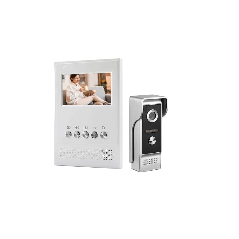 Wired Video Intercom System, 4.3 Inches Monitor Video Doorbell Door Phone,HD Camera Kits Support Unlock, Night Vision,Monitoring, Dual-Way Intercom