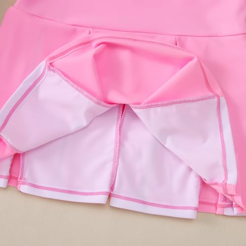 Image of IZYJOY Kids Girls Tennis Golf Dress Outfit Sleeveless Racerback Dresses with Shorts Pockets Sport Athletic 2 Piece Sets