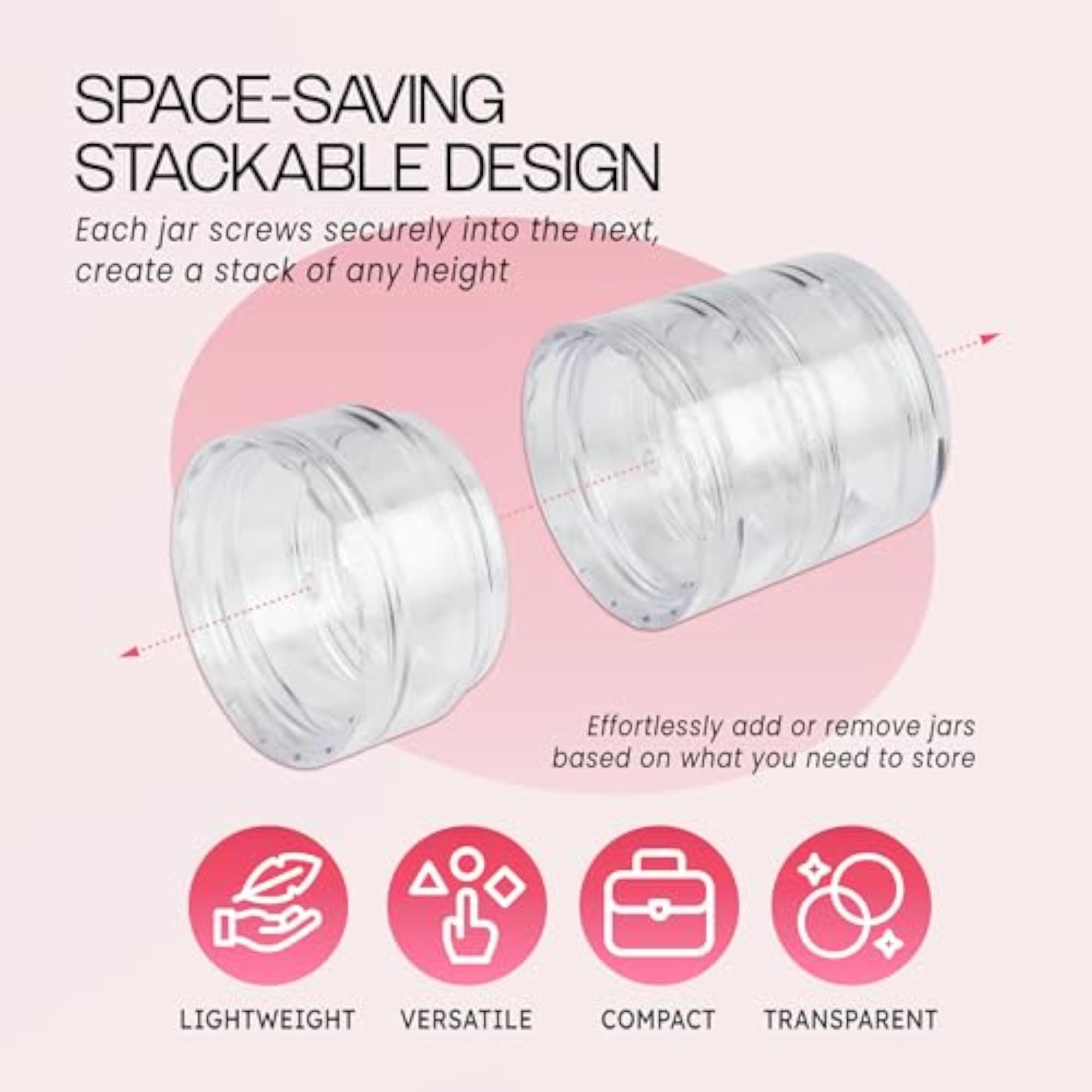 Beauticom 5G Stackable Clear Round Plastic Jars