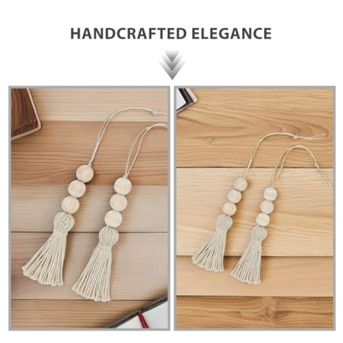 Cuentas de madera con borlas boho para decorar las puertas de casa 4