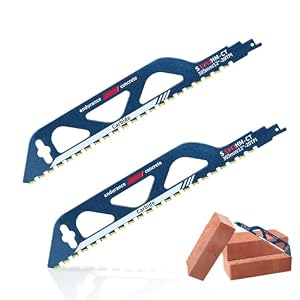 WDKXCN Reciprocating Saw Blades, 2Pcs Universal Concrete Sabre Saw Blades for Cutting Brick Block Cement Board, Professional Compatible with Bosch Dewalt, Blue, 300mm