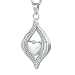 Homxi Ciondolo Urna Ceneri Cuore Bianco Zirconia Cubica Collane in Acciaio Inossidabile Catena Donna Argento