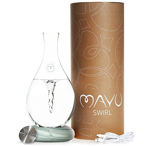 MAYU Swirl Structured Water Pitcher - Handblown Glass Carafe 1.5 Liter Design Jug - Innovative Vortex Technology Dispenser Stand - Great for Reverse Osmosis Filter Users | 51 Oz | Graystone Color Base MAYU Swirl Structured Water Pitcher - Handblown Glass Carafe 1.5 Liter Design Jug - Innovative Vortex Technology Dispenser Stand - Great for Reverse Osmosis Filter Users | 51 Oz | Graystone Color Base