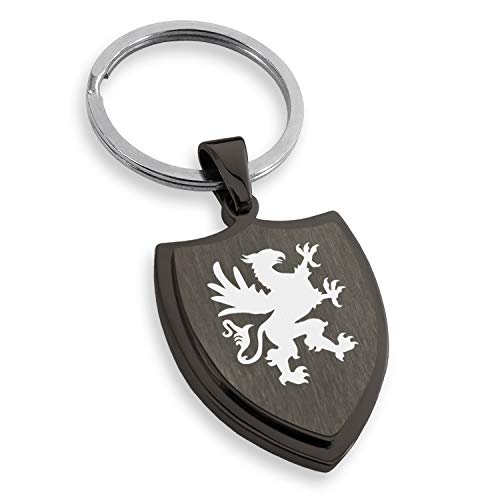 Stainless Steel Grandiose Griffin Shield Keychain Keyring
