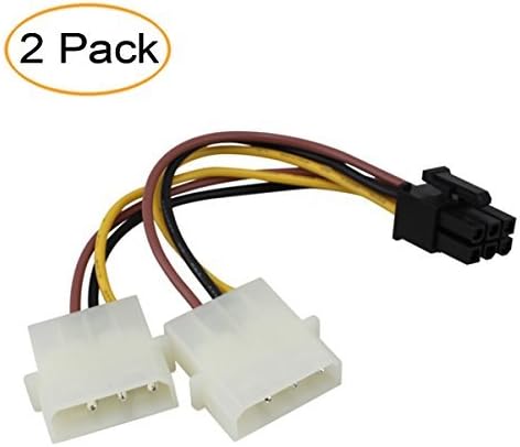 2 Pack PCI Express 6 Pin to 2 x Molex Power Cable (6Pin to Dual 4Pin Cable-2pcs)