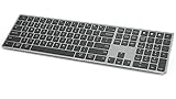 Multi-Device Bluetooth Keyboard,JOYACCESS Full Size Wireless Keyboard with Numeric Keypad,Rechargeable Keyboard Switch to 3 Devices for PC,Laptop,MacBook Pro/Air, iPad/iPhone/iMac,Smartphone-Grey