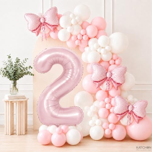 Image of KatchOn Pastel Pink 2 Balloon Number - 40 Inch | 2nd Birthday Decorations