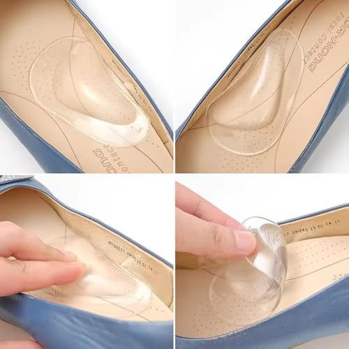 Image of Arch Support Insole for Flat Feet 1 Pairs, Thicken Gel Arch Pads for Flat Feet - Self-Adhesive Arch Cushions Inserts for Men and Women, Clear, Relieves Feet Pain, Plantar Fasciitis & Heel Spurs, Orthotic Inserts for Enhanced Stability, Trimmable Shoe Inserts