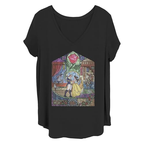 T-shirt Disney Princesses Glass Beauty femme grande taille 3X noir à manches courtes
