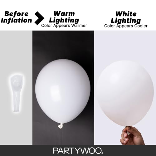 Image of PartyWoo White Balloons 100 pcs 12 Inch Latex Helium Pastel White Balloons for Wedding Baby Shower Birthday Bridal Shower Graduation Engagement Princess Anniversary Party Decorations White-Y13