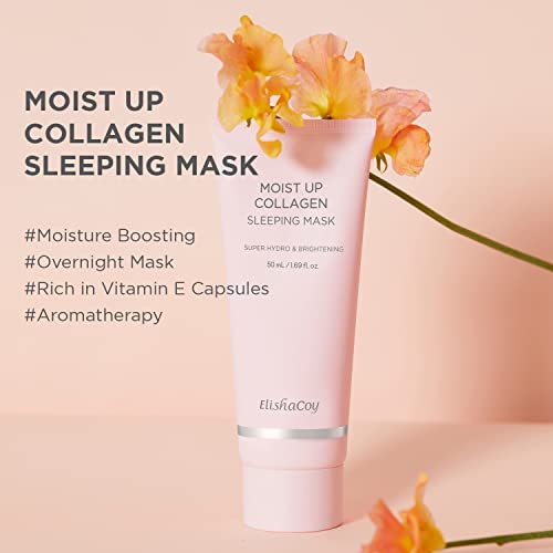 Elishacoy Moist Up Collagen Sleeping Mask Overnight Moisturizing Face Mask,Face Gel Cream Moisturizer Facial Mask With Vitamin E And Niacinamide–Moisturizing, Anti-Aging, Acne Treatment- 1.69 Fl.oz #TOP1