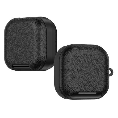 Étui Samsung Galaxy Buds3 haut de gamme en cuir noir avec support silicone