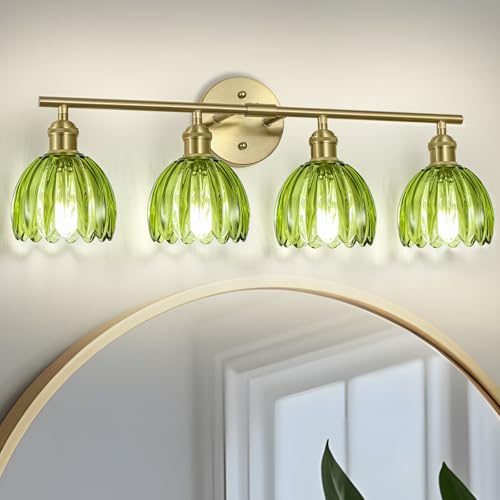 Image of Vintage Bathroom Light fixtures, Gold Vanity Lights, ETL Certified