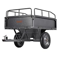 VEVOR Kippanhänger, 226,79 kg Fassungsvermögen, ATV-UTV-Transportanhänger 142x76x70 cm, Kippwagen mit 35,56 cm Reifen, Handzug oder Fußpedal, Hofanhänger für Rasenmähertraktoren – Ansicht 9