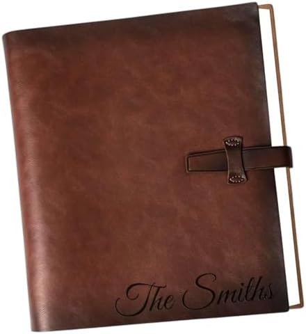 Personalized Genuine Leather Photo Album – Large Capacity, Refill...