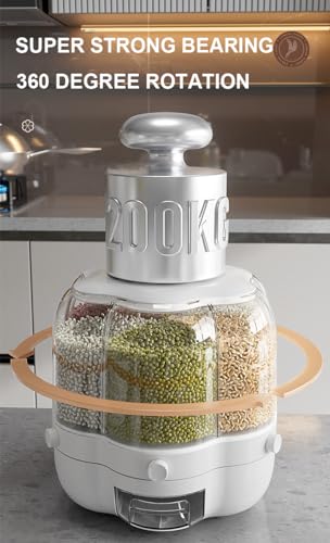 shopurb Rice and Grain Storage Container, 360° Rotating Food Dispenser Measuring Cylinder with Lid Moisture Resistant Household, Sealed Storage (9.5, Round, 1, ON-153)