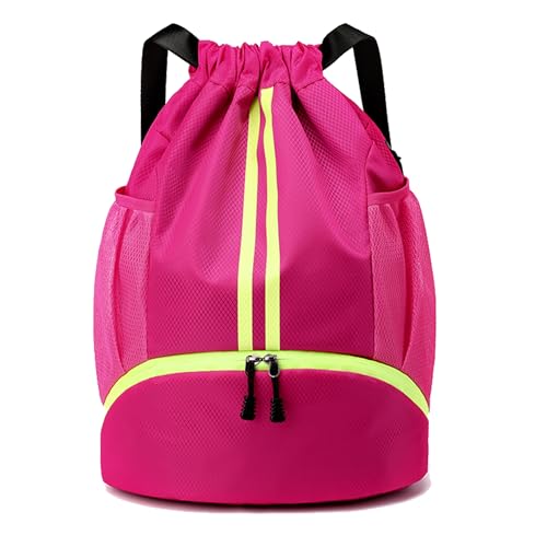 Image of JELUTAR Drawstring Backpack Gym Bag with Shoes Compartment, Rose
