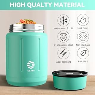 Healter Contenitore Termico per Alimenti Caldi Portapranzo Termico Thermo per Alimenti Caldi 750ml (Blu)