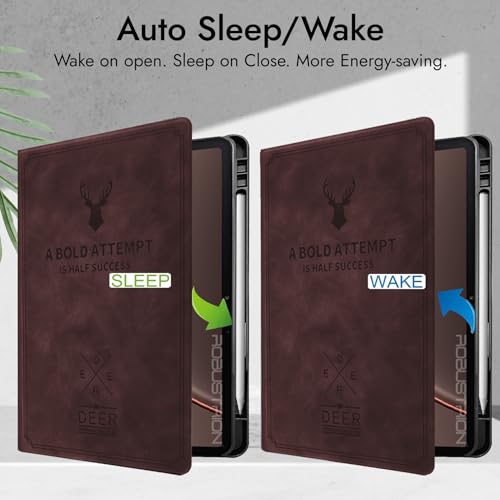 Image of Robustrion Cover Case for OnePlus 4 13.2 inch / OnePlus Pad 3 13.2 inch Cover [Pencil Holder], Deer Pattern Cover Case for One Plus Pad 4 /3 Cover [Auto Sleep Wake Support] - Brown