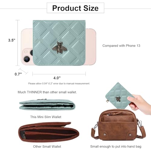 Image of Womens Wallet RFID Blocking Small Compact Bifold Genuine Leather Pocket Wallet Mini Wallets for Women Ladies Purse