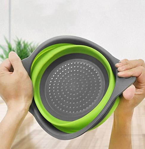 Miniatura 3 de 2 unidsset de silicona colador de frutas y verduras cesta de lavado colador de drenaje cuenca con mango herramienta de cocina - uso ahorrar espacio