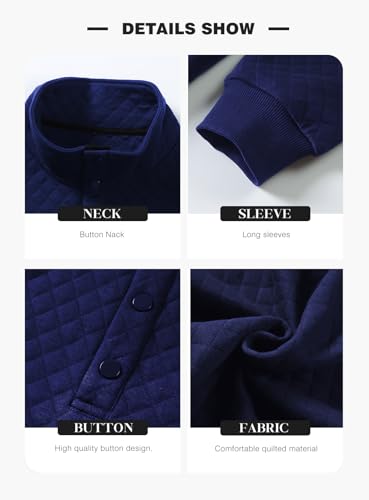 JMIERR Mens Fall Fashion Quarter Button Pullover Quilted Sweatshirts 2023 Sweaters Jackets with Kangaroo Pockets4