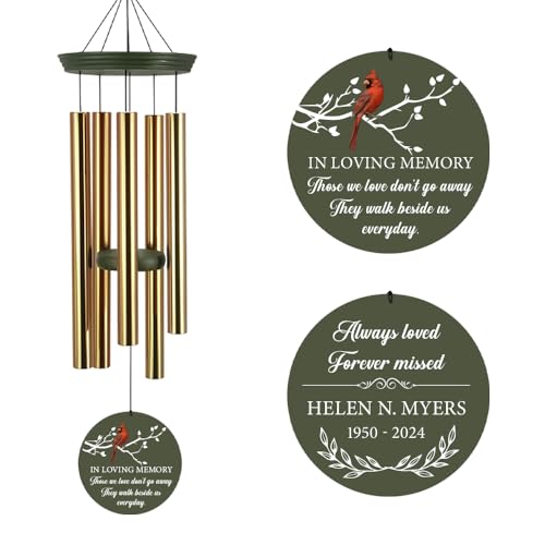 Image of ASTARIN Cardinal Memorial Wind Chimes, 36 inch Personalized Name Sympathy Wind Chime, Windchimes in Memory of Loved One, Bereavement Condolence Gift for Loss Mom Dad Sister Son(Produced in Texas)