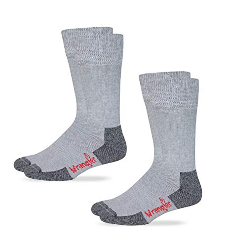 Wrangler Mens UltraDri Non Binding Stretch Top Crew Work Boot Socks 2 Pair Pack