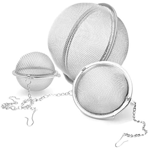 3 Piezas Infusores de Té, Colador de Té Acero Inoxidable, Infusionador de Te con Gancho de Cadena, Tea Infuser, para Preparar Té de Hojas Sueltas y Especias y Condimentos (3 Tamaños)