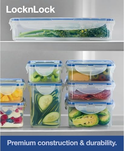Image of LocknLock Airtight Food Containers With Lid | Leak Proof, BPA Free Plastic Container For Kitchen Storage | Microwave Safe| Fresh Fruits,Vegetables Containers for Fridge Organizer - Rectangle, 1.6L