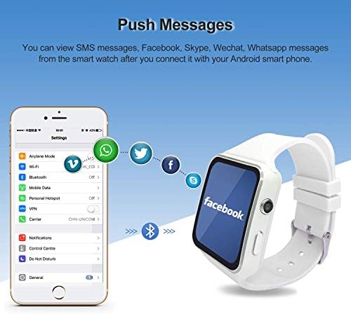 Smart Watches SEPVER SN07 Smartwatch Unlocked with SIM Card Slot Touch Screen Camera Fitness Tracker Sport wrist Smart Watch Compatible with All Android Phones iPhone ios for Women Kids Men (White)