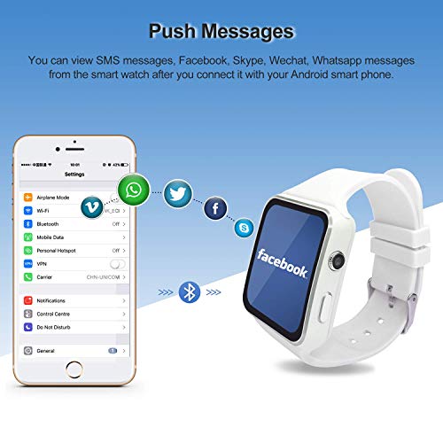 Smart Watches SEPVER SN07 Smartwatch Unlocked with SIM Card Slot Touch Screen Camera Fitness Tracker Sport wrist Smart Watch Compatible with All Android Phones iPhone ios for Women Kids Men (White)