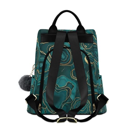 Sac à dos bleu sarcelle et or tendance imprimé marbre avec poches