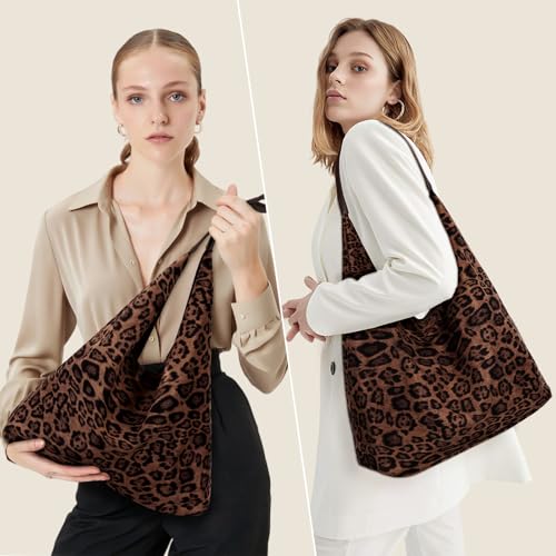 Bolso tote grande vintage para mujer marrón miniatura 4