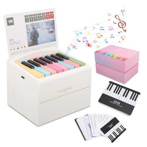 Piano Calendar 2025 Desk Calendar Mini Piano Calendar with 52 Music Scores Mini Desk Calendar in 27 Cards Gifts for Swift Fans Home Decor (52 songs white)