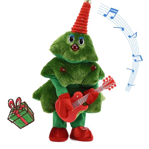 Enttgo 17-inch Singing Dancing Christmas Guitar Stuffed Plush Toy - Animated Table Cute Decoration